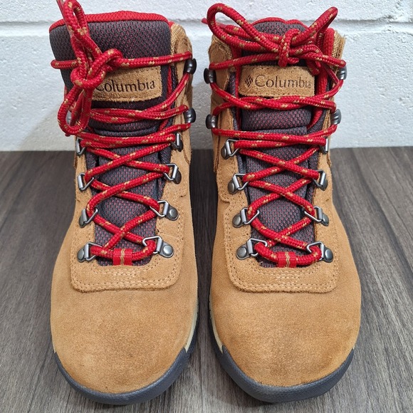 Columbia Shoes - Columbia Newton Ridge Plus Waterproof Hiking Boots Tan Red Womens 7.5 BL1552-286